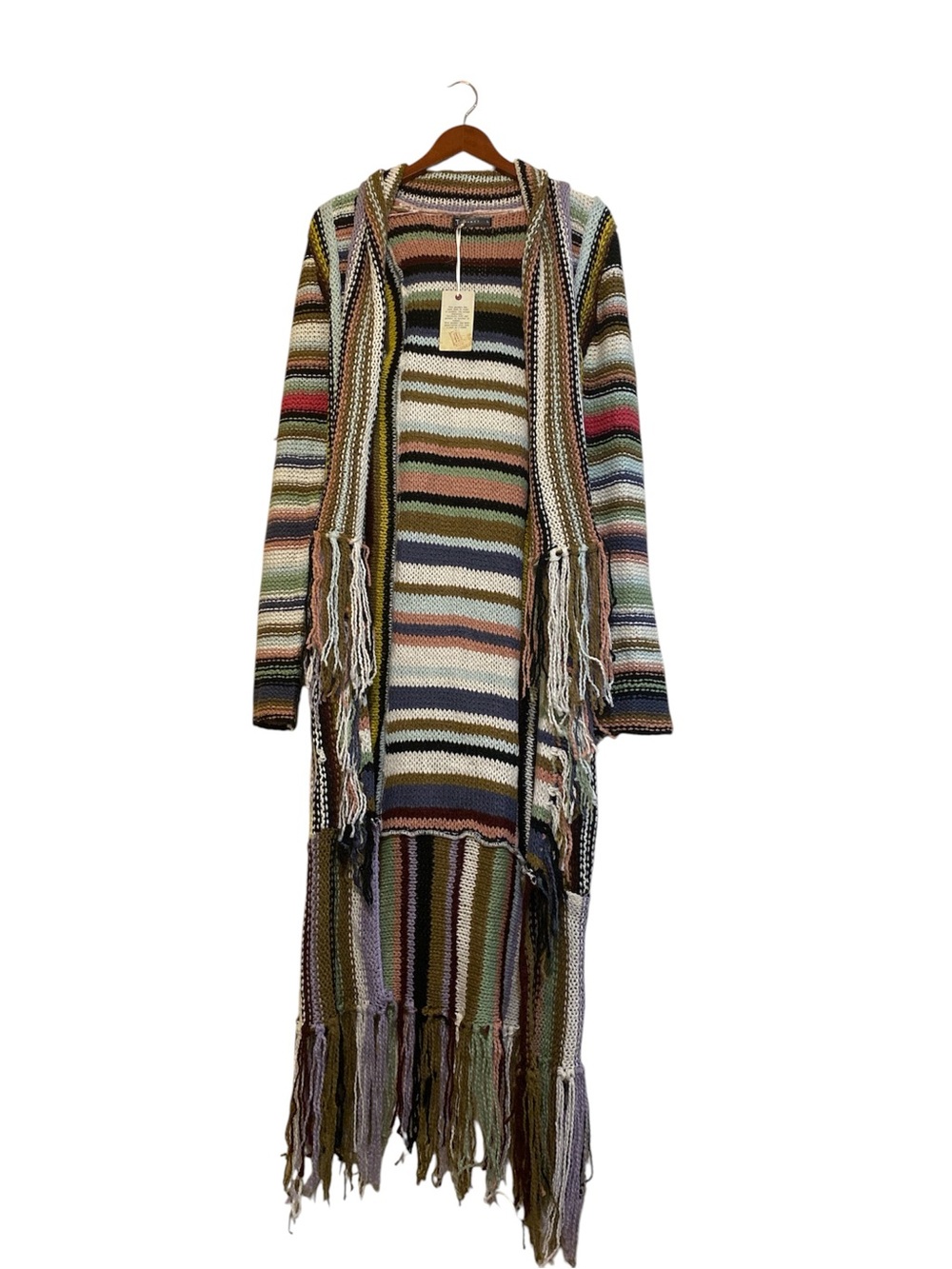 Boho knitted cardigan in multi color stripes